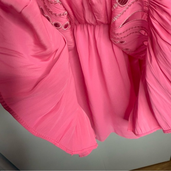 Ramy Brook - Tilly Smocked Mini Dress high neck pink eyelet - XS NWT - Picture 7 of 12